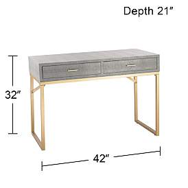 Image5 of 55 Downing Street Sands Point 42" Wide Gray and Gold 2-Drawer Desk more views