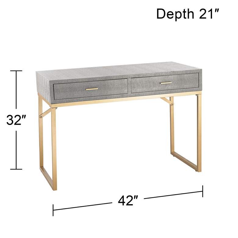 Image 5 55 Downing Street Sands Point 42 inch Wide Gray and Gold 2-Drawer Desk more views