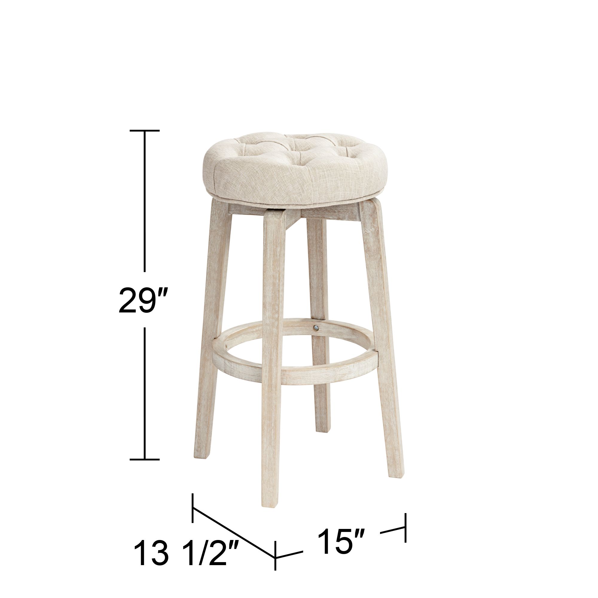 55 Downing Street Shelby 29" Whitewash Backless Swivel Bar Stool