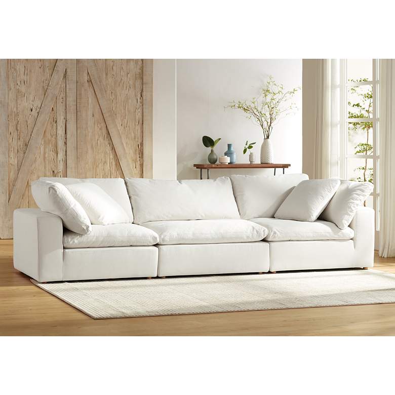 Image 1 55 Downing Street Skye 125" Pearl White 3-Piece Modular Sectional Sofa