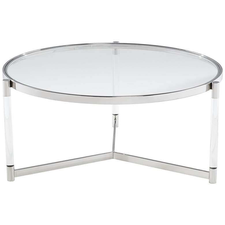 Image 3 55 Downing Street Stefania 36" Silver and Acrylic Modern Coffee Table