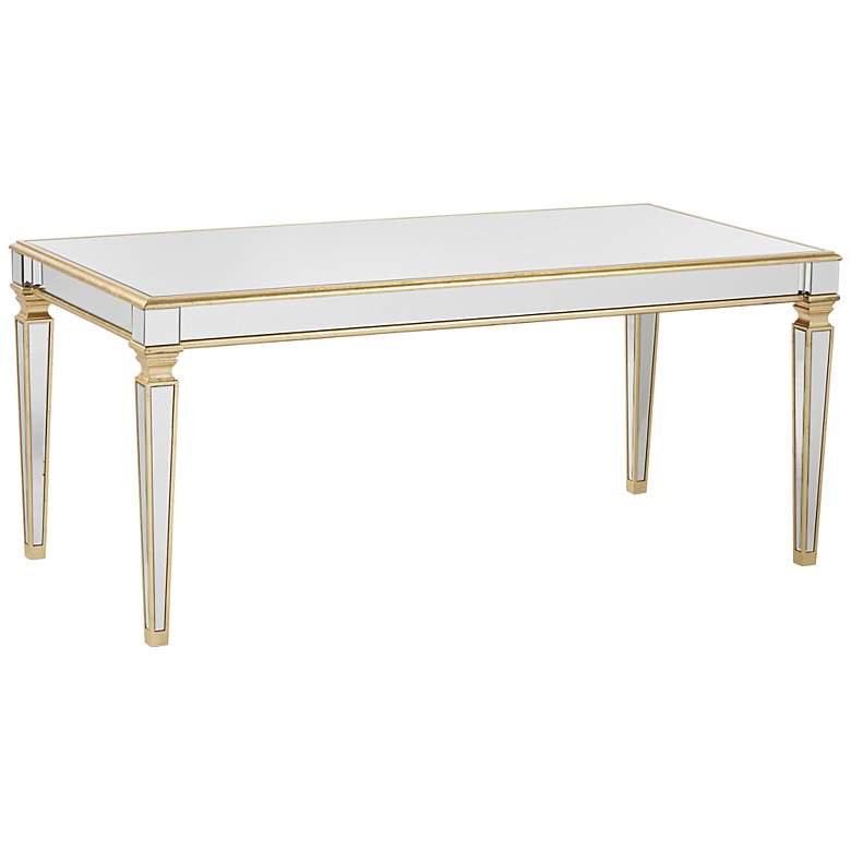 Image 3 55 Downing Street Veronica 71" Wide Gold Leaf and Mirror Dining Table