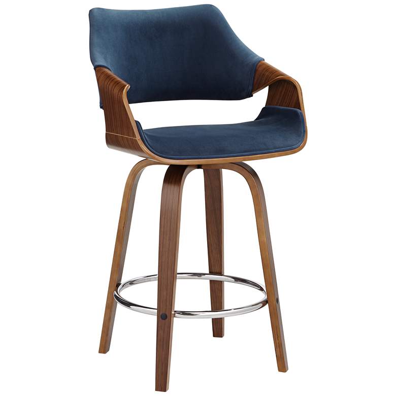 Image 2 55 Downing Street Westin 25 3/4" Blue Velvet Swivel Counter Stool