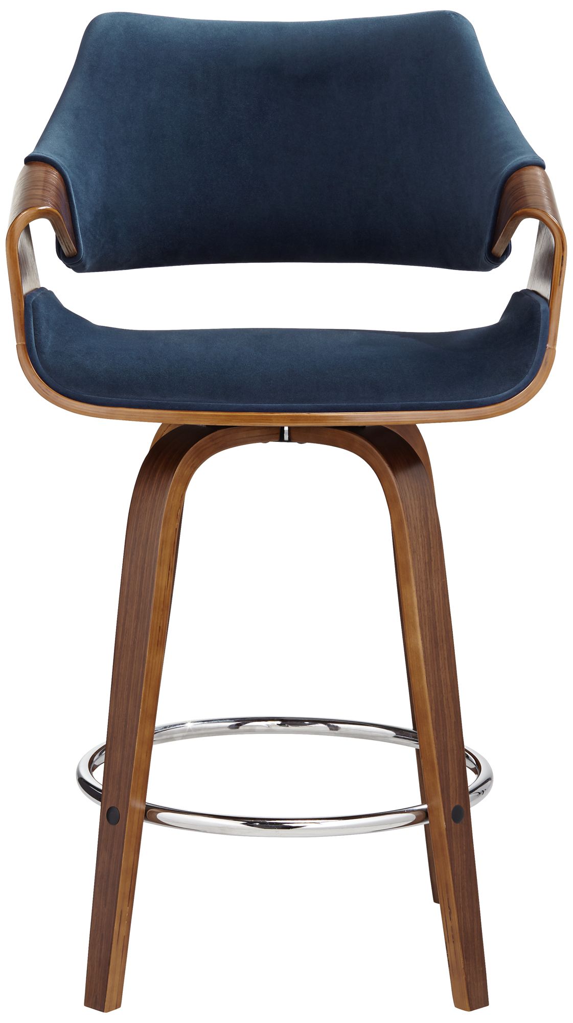 55 Downing Street Westin 25 3/4" Blue Velvet Swivel Counter Stool
