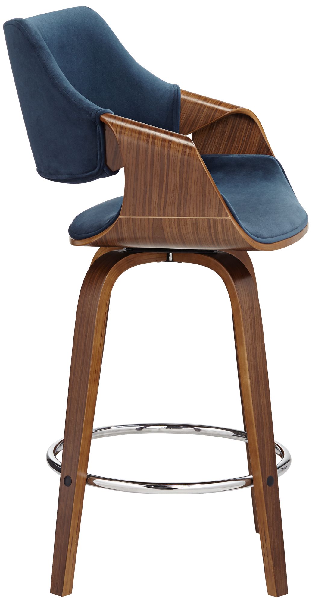 55 Downing Street Westin 25 3/4" Blue Velvet Swivel Counter Stool