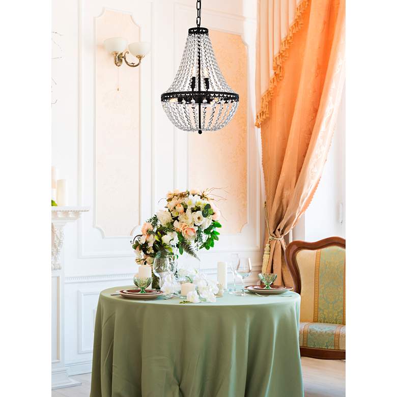 Image 1 Elegant Lighting Lyla 14" Wide Black and Crystal Pendant Light in scene
