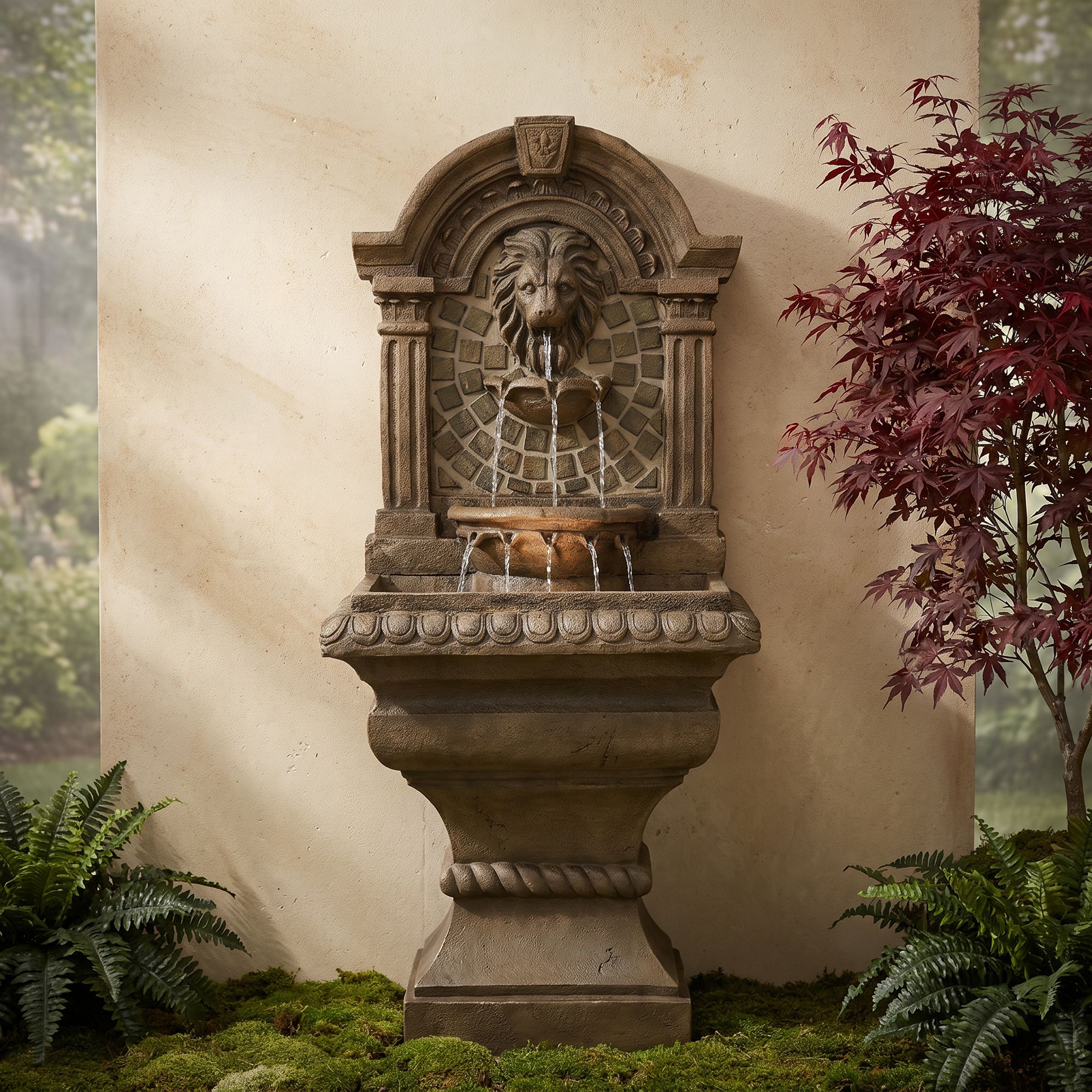 Royal Lions-Head Floor Fountain