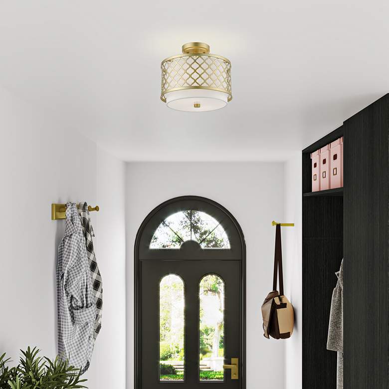 Image 1 Arabesque 12" Wide Soft Gold Ceiling Light in scene