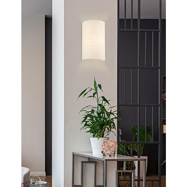 Image 1 Justice Design Tebbe 10" High Cream Linen Wall Sconce in scene