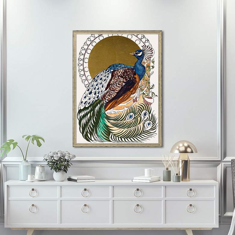 Image 1 Formal Peacock 51" High Rectangular Giclee Framed Wall Art in scene