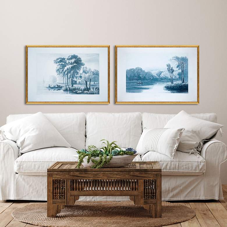 Image 1 Morning & Evening 31"W 2-Piece Framed Giclee Wall Art Set in scene