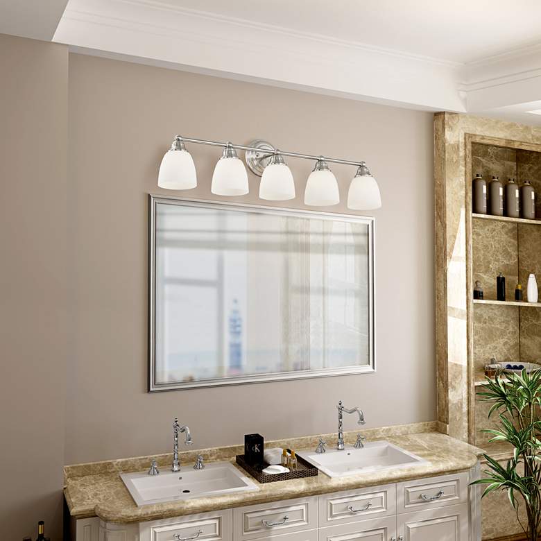 Image 1 Somerville 34" Wide Brushed Nickel 5-Light Bath Light in scene