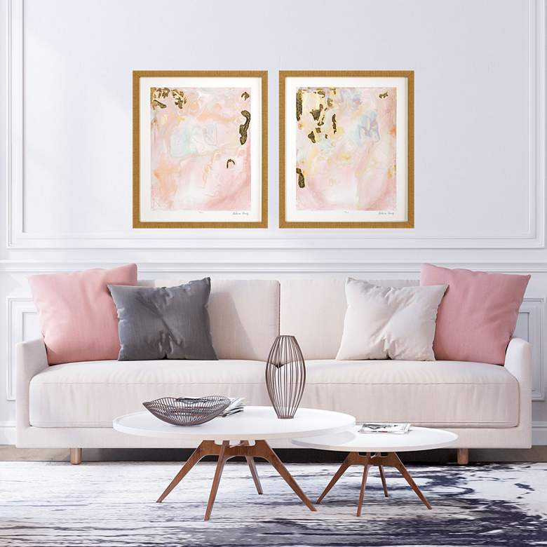 Image 1 Gold Planet I 26" High 2-Piece Giclee Framed Wall Art Set in scene