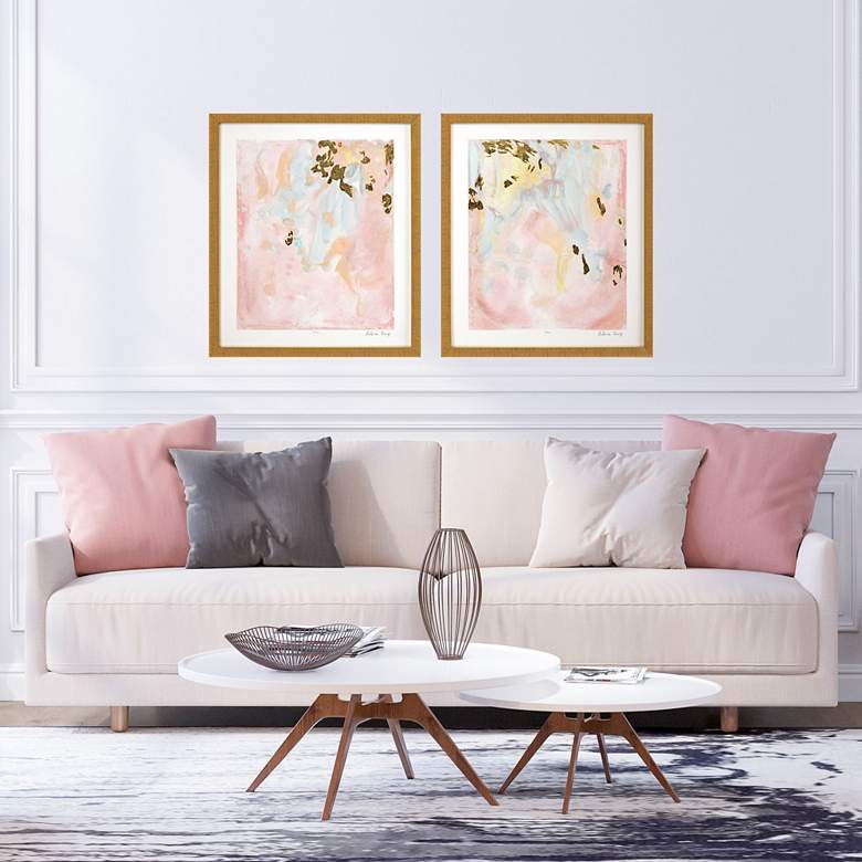 Image 1 Gold Planet II 26" High 2-Piece Giclee Framed Wall Art Set in scene
