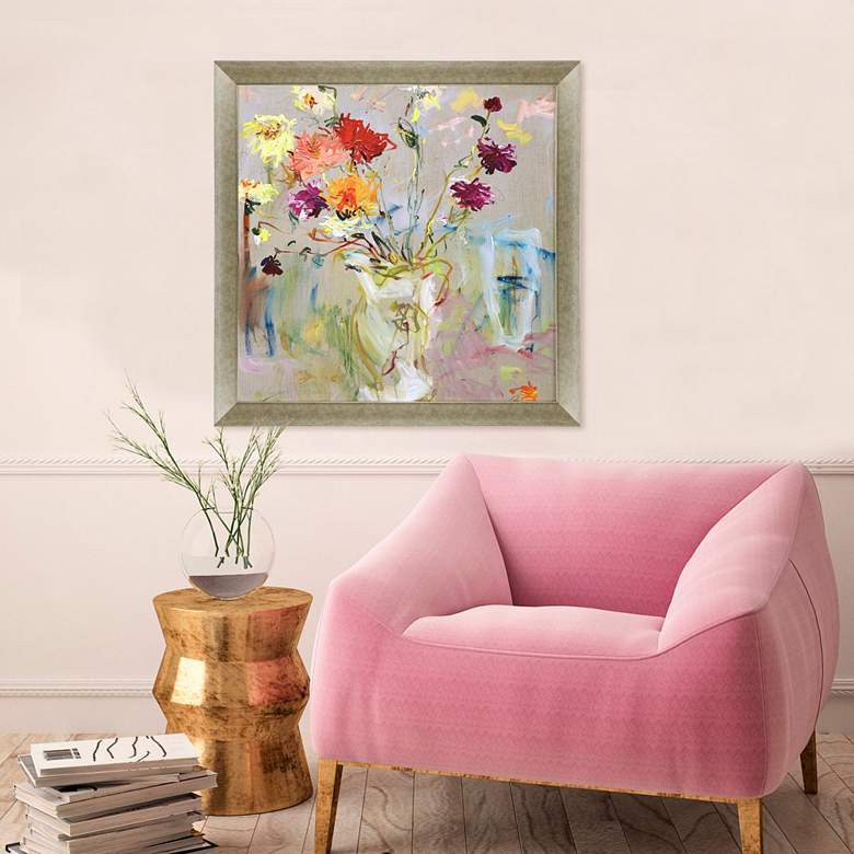 Image 1 A Jug of Dahlias 41" Square Giclee Framed Wall Art in scene