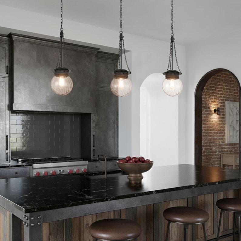 Image 1 Possini Euro Catherine 8 1/2"W Black Twist Glass Mini Pendant Light in scene