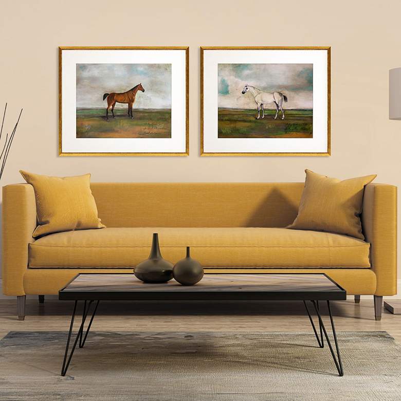 Image 1 Equestrian I 27" Wide 2-Piece Giclee Framed Wall Art Set in scene