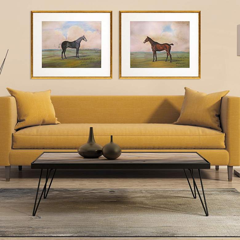 Image 1 Equestrian II 27" Wide 2-Piece Giclee Framed Wall Art Set in scene