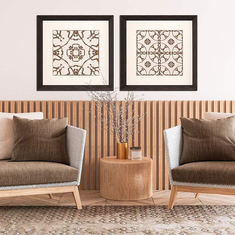 Image 1 Motif on Cream I 30" Square 2-Piece Framed Wall Art Set in scene