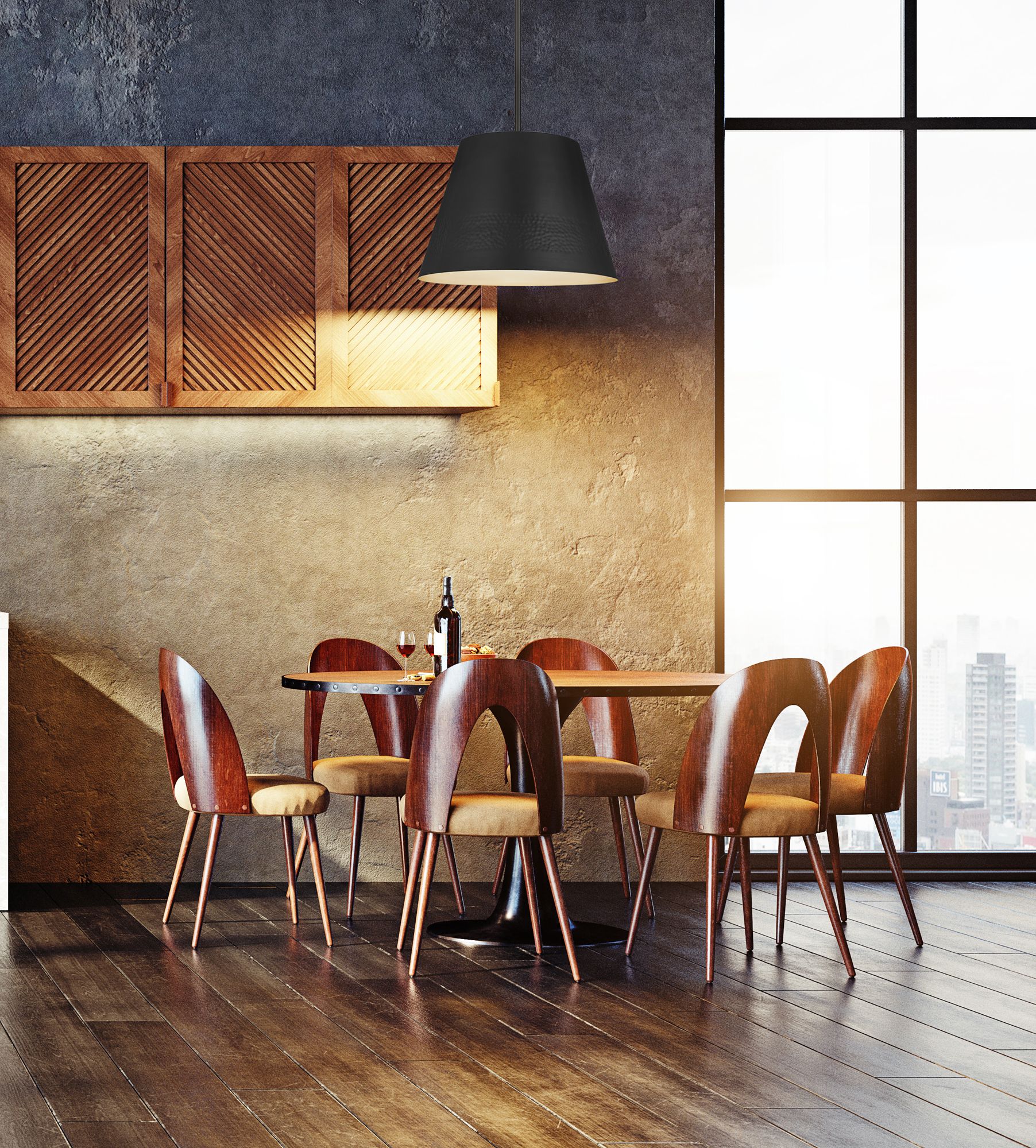 Z-Lite Maddox 18" Wide Modern Matte Black Cone Pendant Light in scene