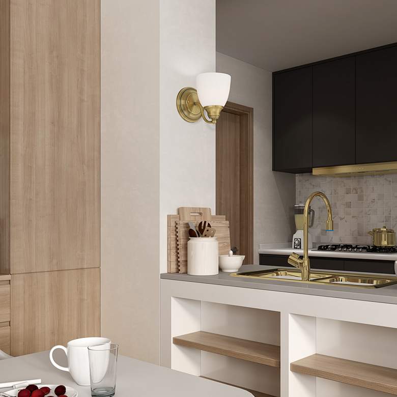 Image 1 Somerville 7" High Antique Brass Wall Sconce in scene