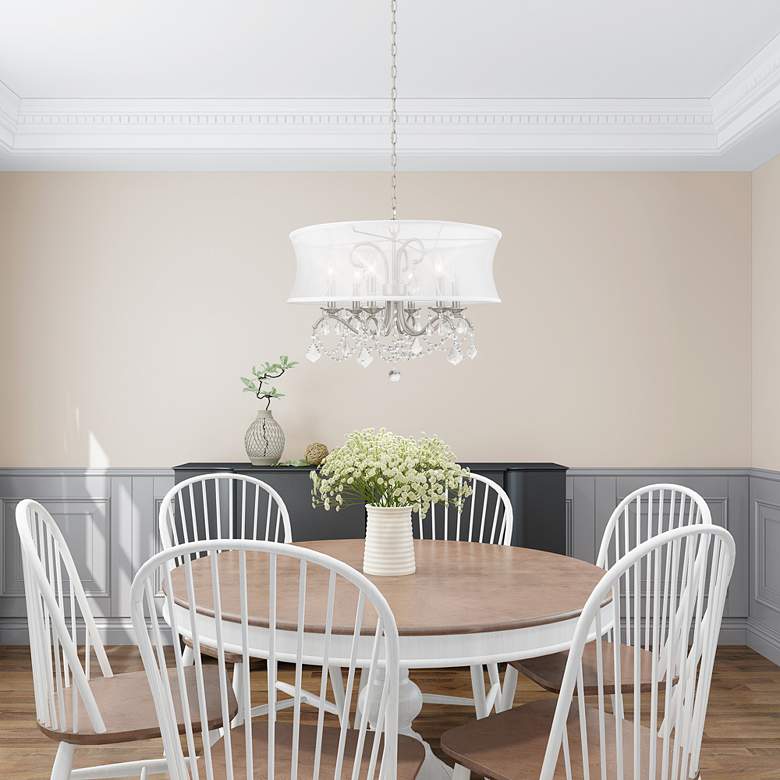Image 1 Livex Lighting New Castle 24" Wide Brushed Nickel Shade Chandelier in scene