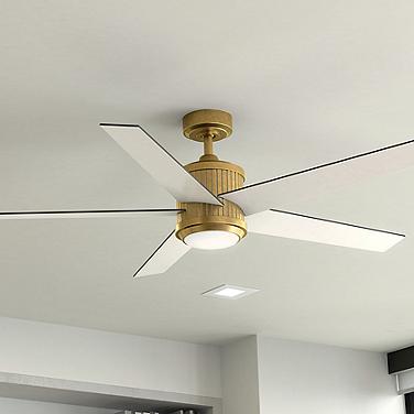 56" Brahm Natural Brass LED Ceiling Fan with White Blades