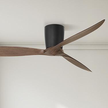 56" Casa Vieja Tre Black and Walnut Indoor-Outdoor Hugger Ceiling Fan