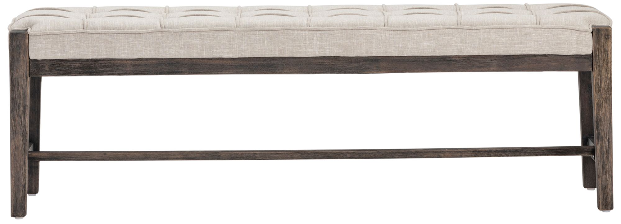 Image 2 56 in. Beige Upholstered Accent Bench with Brown Solid Wood Frame more views