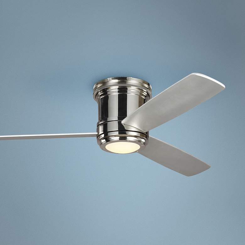 Image 1 56" Aerotour Nickel and Gray LED Hugger Ceiling Fan with Remote