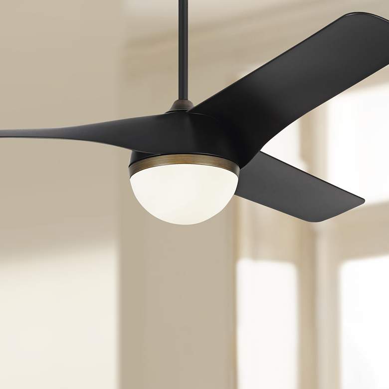 Image 1 56 inch Akova Black Damp Rated LED Ceiling Fan with Remote