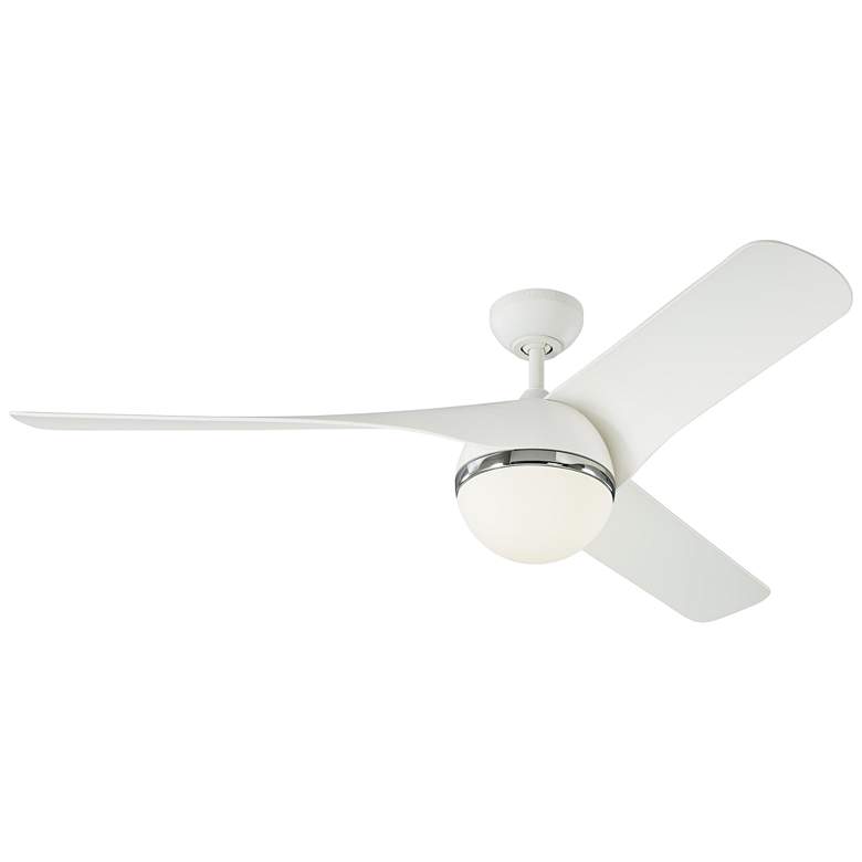 Image 1 56" Akova Matte White LED Damp Ceiling Fan with Remote