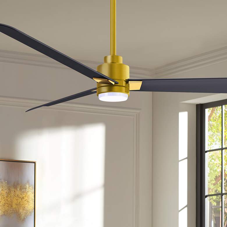 Image 1 56" Alessandra Brushed Brass and Black LED Ceiling Fan