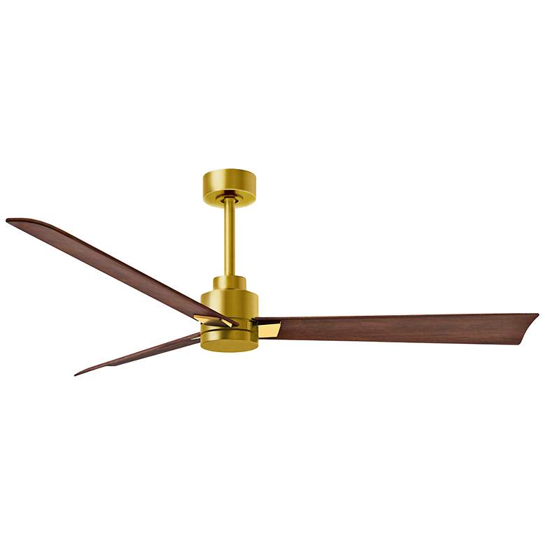 Image 1 56 inch Alessandra Brushed Brass and Walnut Ceiling Fan