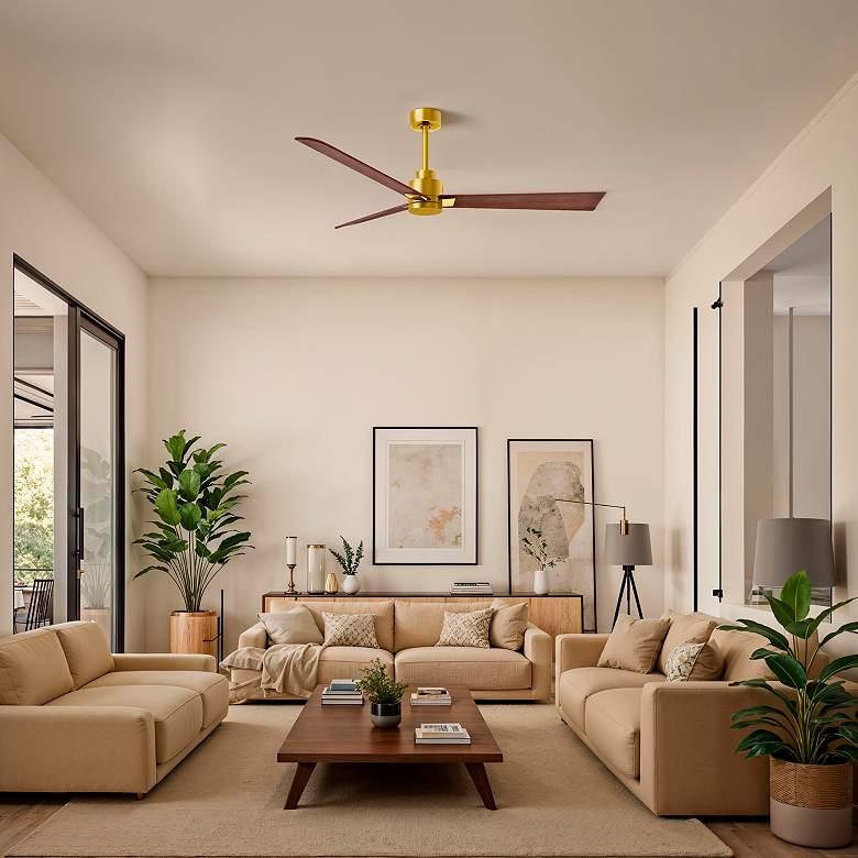 Image 5 56" Alessandra Brushed Brass and Walnut Ceiling Fan more views