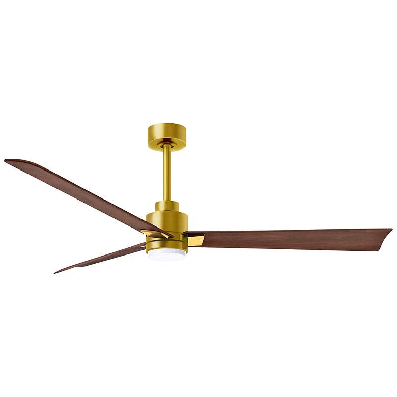 Image 1 56 inch Alessandra Brushed Brass and Walnut LED Ceiling Fan