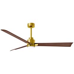 56&quot; Alessandra Brushed Brass and Walnut LED Ceiling Fan