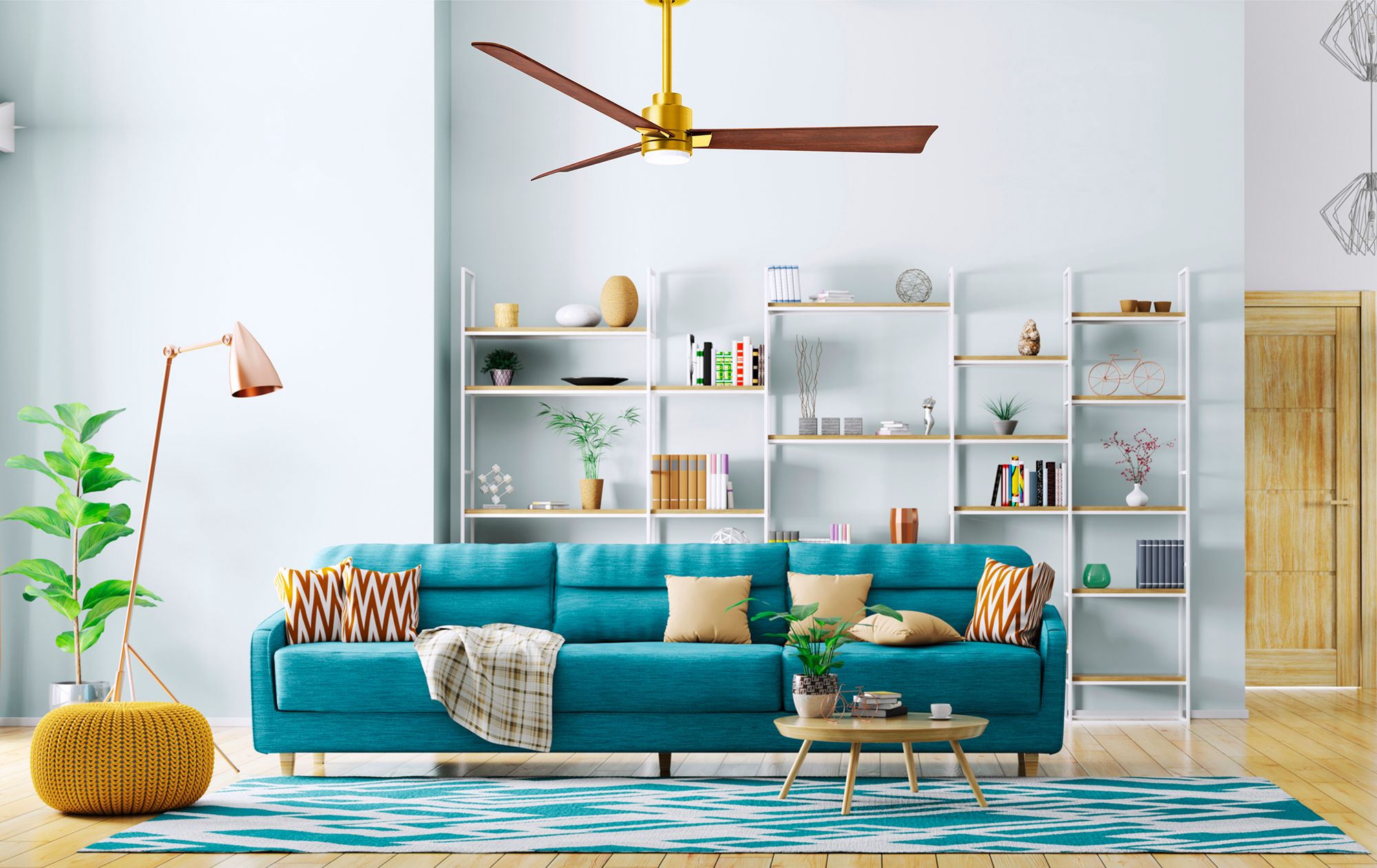 Image 6 56" Alessandra Brushed Brass and Walnut LED Ceiling Fan more views