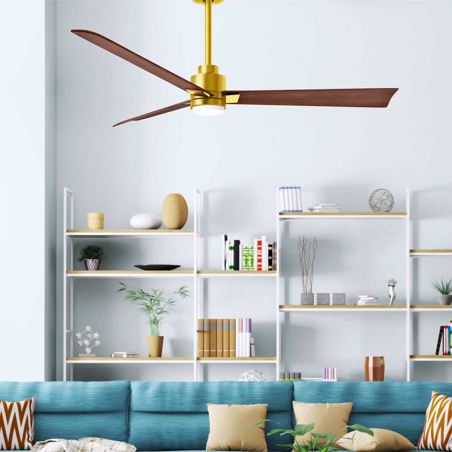 Image 7 56" Alessandra Brushed Brass and Walnut LED Ceiling Fan more views