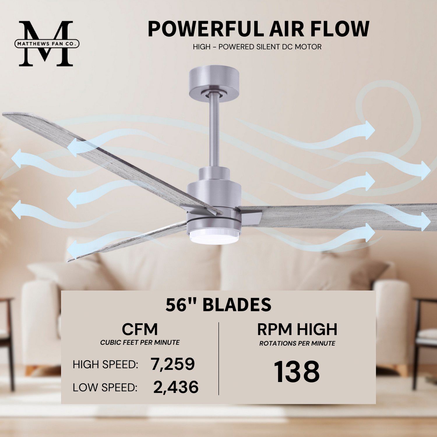 56" Alessandra Brushed Nickel and Barnwood LED Ceiling Fan