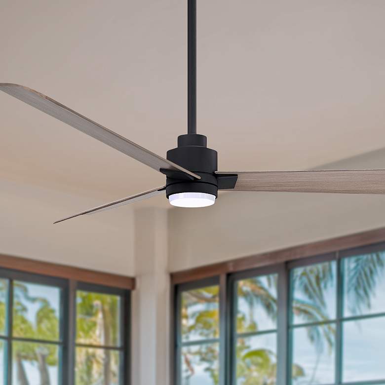 Image 1 56" Alessandra Matte Black and Gray Ash LED Ceiling Fan