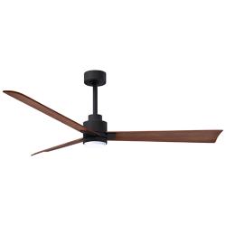 56" Alessandra Matte Black and Walnut LED Ceiling Fan