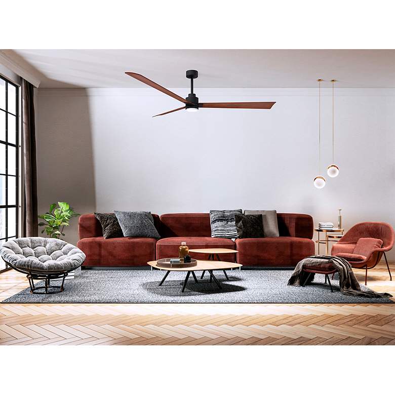 Image 5 56" Alessandra Matte Black and Walnut LED Ceiling Fan more views