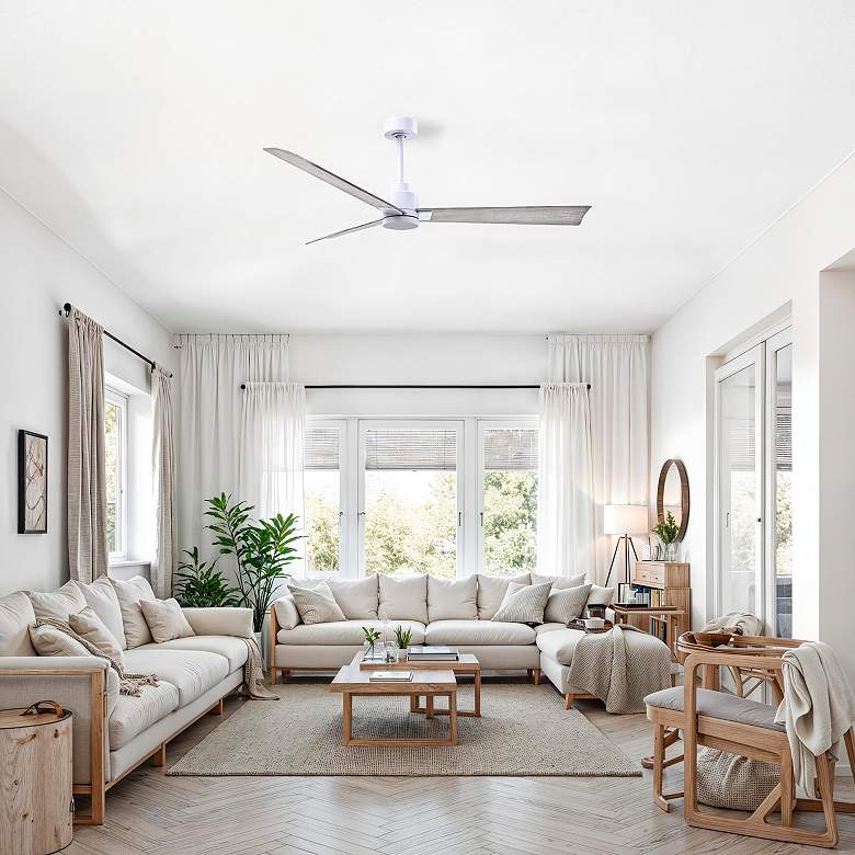 Image 3 56" Alessandra Matte White and Barnwood Ceiling Fan more views