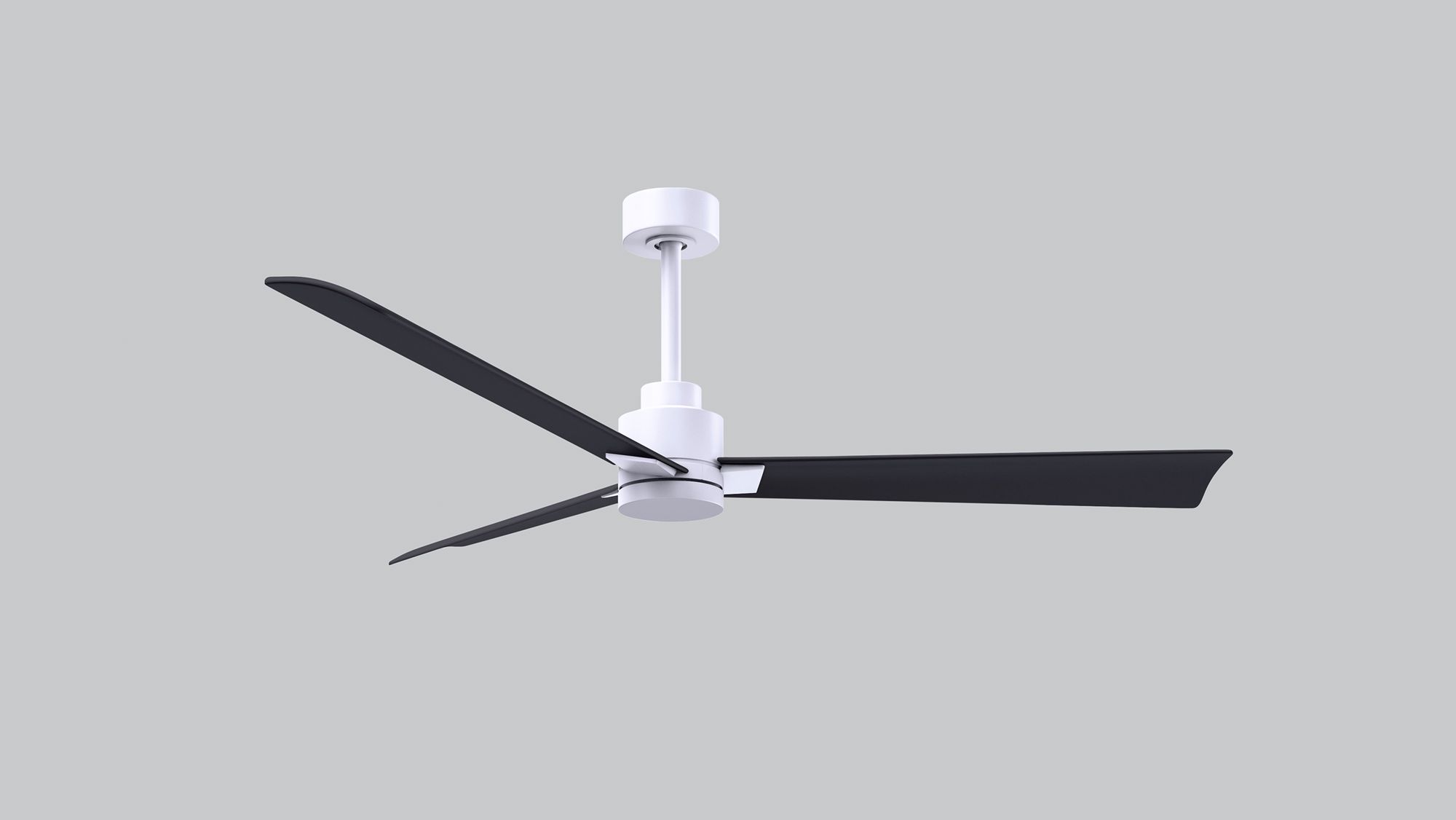 56" Alessandra Matte White and Matte Black Ceiling Fan in scene