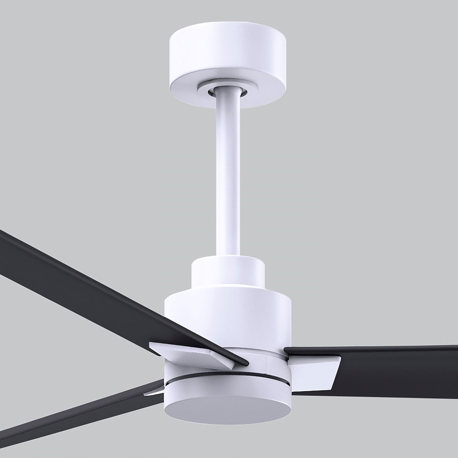 56" Alessandra Matte White and Matte Black Ceiling Fan in scene