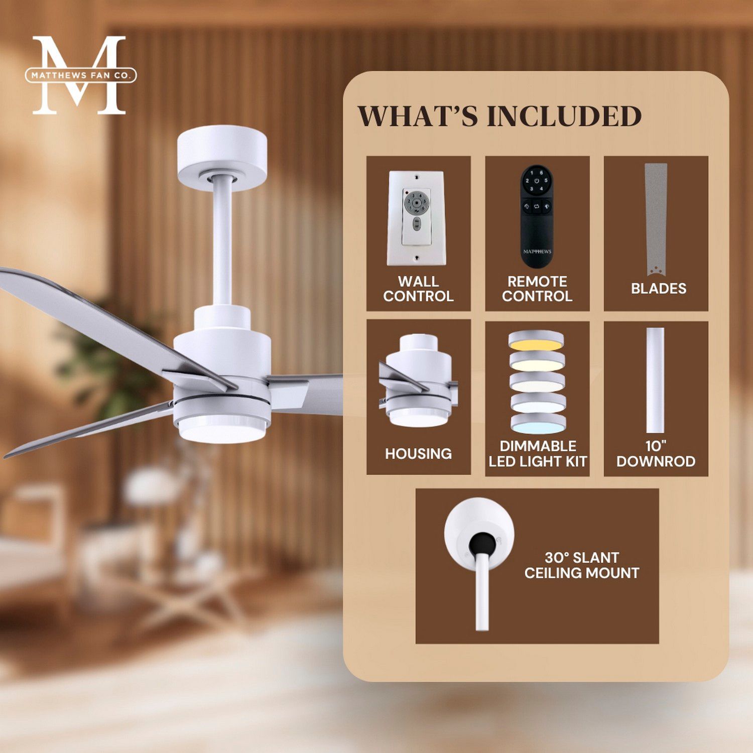 56" Alessandra Matte White and Nickel LED Ceiling Fan