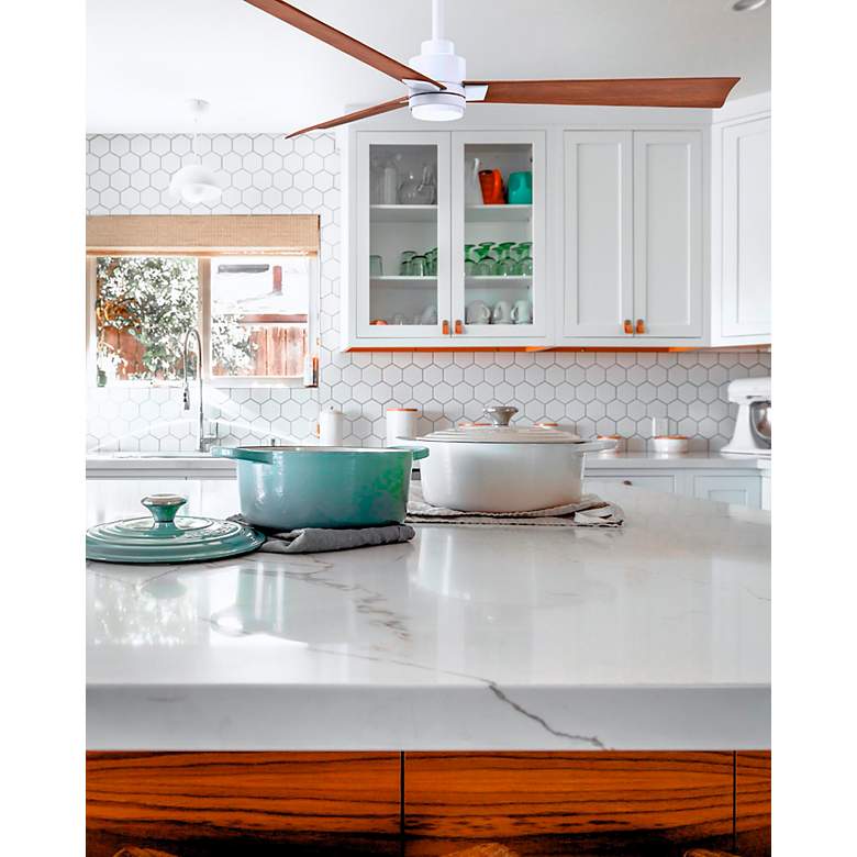 Image 5 56" Alessandra Matte White and Walnut LED Ceiling Fan more views