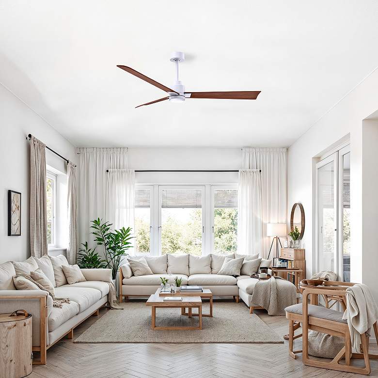 Image 6 56" Alessandra Matte White and Walnut LED Ceiling Fan more views