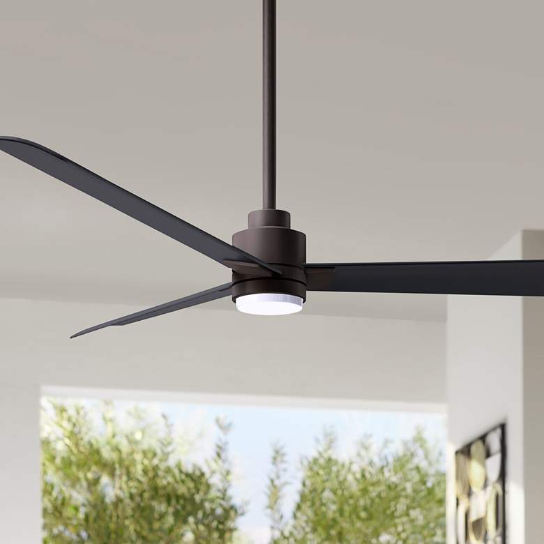 Image 1 56" Alessandra Textured Bronze and Black LED Ceiling Fan